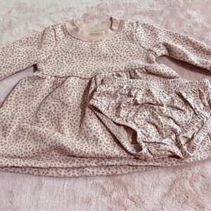 Carter's 3 Months Baby Girl Cheetah Print Fleeced Lined Dress 2 Piece Set‎